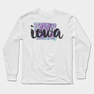 iowa - calligraphy and abstract state outline Long Sleeve T-Shirt